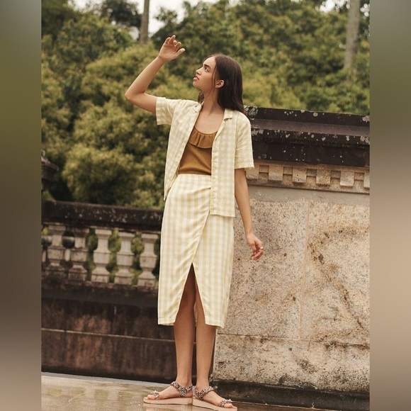 Madewell Sarong Midi Skirt in Gingham Check, Size 0 - Picture 1 of 7
